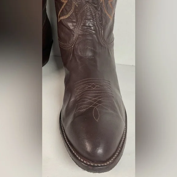 Vintage Nocona Brown Boar Skin Cowboy Boots 13 D Wild Pig